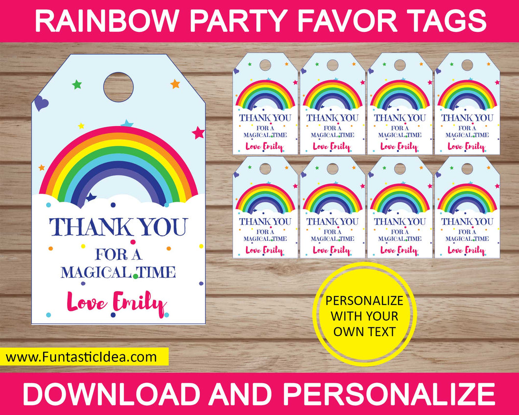 Rainbow Party Favor Tags  Uniquely Designed & Easily Personalized –  Funtastic Idea