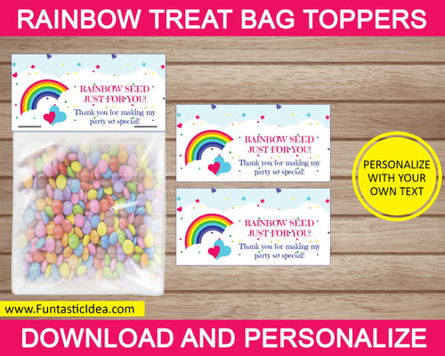Rainbow Party Treat Bag Toppers