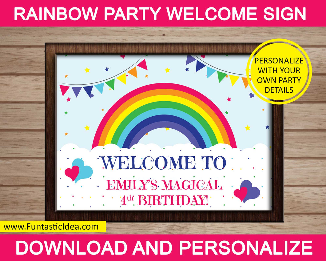 Rainbow Party Welcome Sign or Game Sign