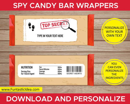 Spy Party Candy Bar Wrappers