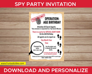 Spy Party Invitation with  Password