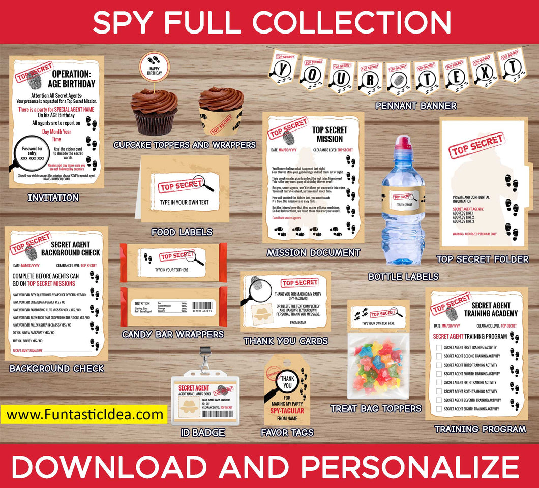 Spy Party Invitation and Decorations