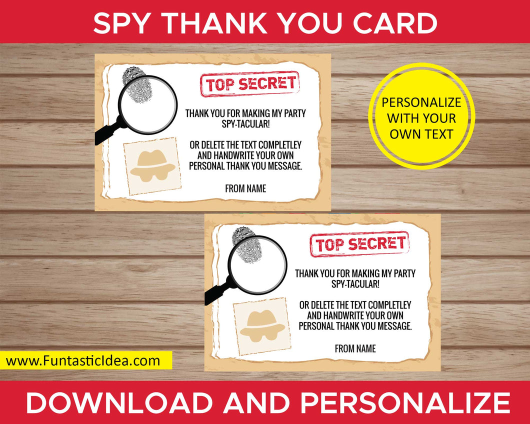 Spy Party Thank You Cards