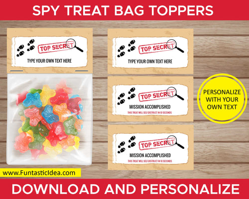 Spy Party Treat Bag Toppers