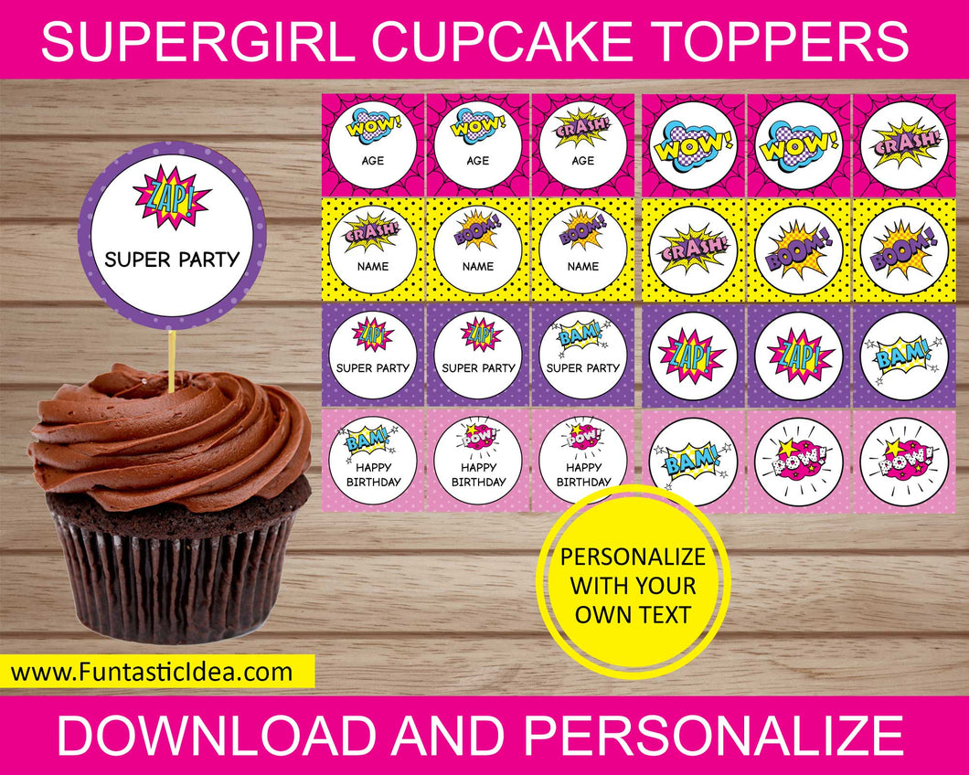 Supergirl Party Cupcake Toppers