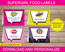 Load image into Gallery viewer, Supergirl Party Food Labels