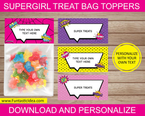 Supergirl Party Treat Bag Toppers