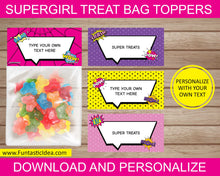 Load image into Gallery viewer, Supergirl Party Treat Bag Toppers