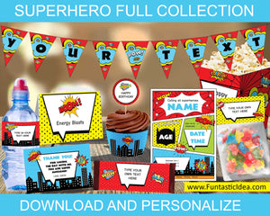 Superhero Party Invitation and Decorations