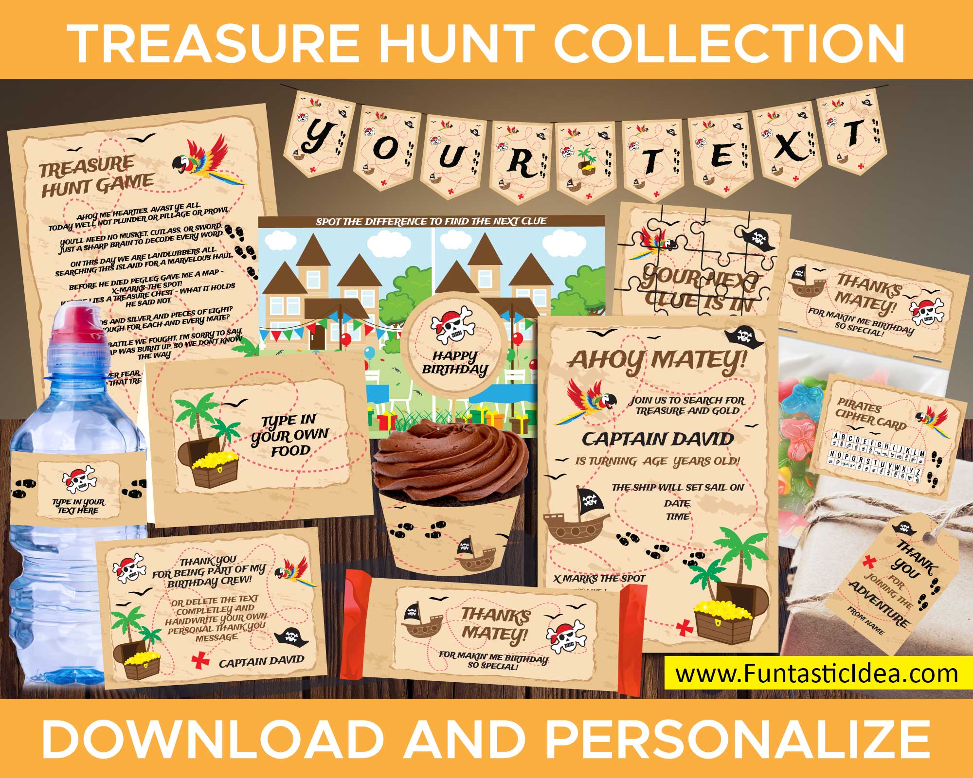Unicorn birthday party set - Treasure hunt 4 Kids - Printable Party Supplies