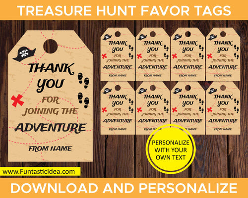 Treasure Hunt Party Favor Tags