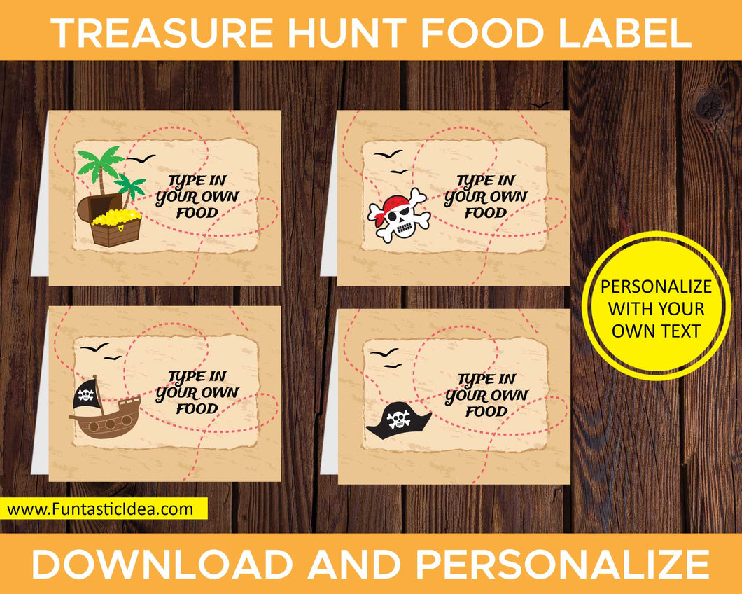 Treasure Hunt Party Food Labels