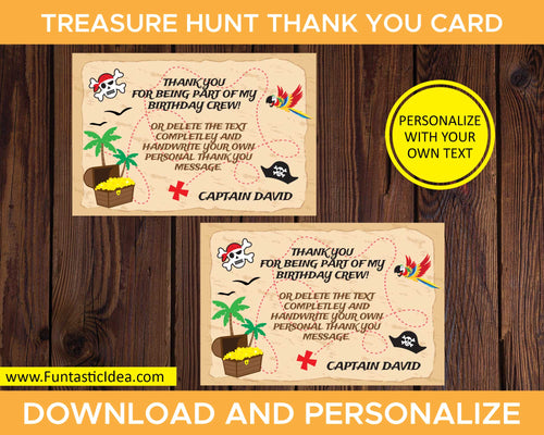 Treasure Hunt Party Thank You Card