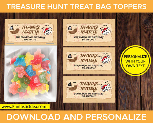 Treasure Hunt Party Treat Bag Toppers