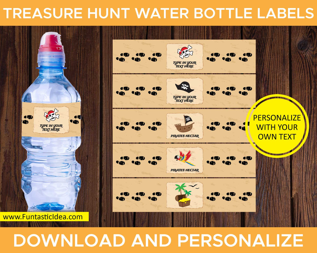 Treasure Hunt Party Water Bottle Labels