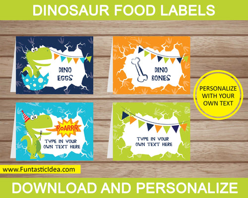 Dinosaur Party Food Labels
