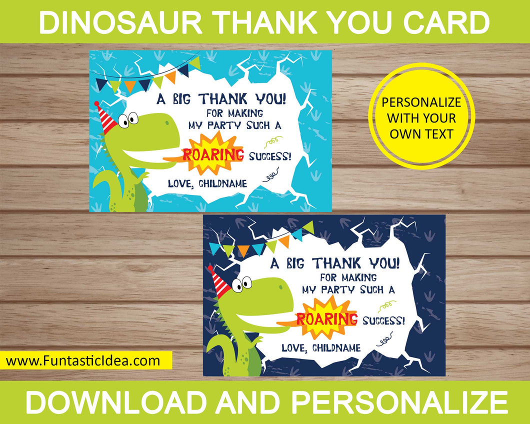 Dinosaur Party Thank You Card