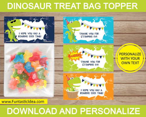 Dinosaur Party Treat Bag Toppers