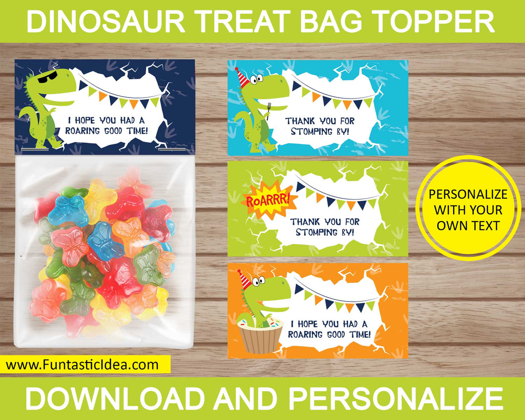 Dinosaur Party Treat Bag Toppers
