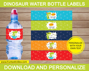Dinosaur Party Water Bottle Labels