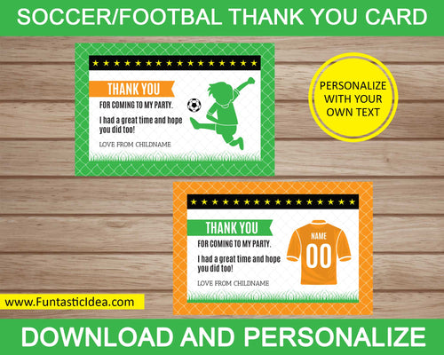 Soccer Party Thank You Card
