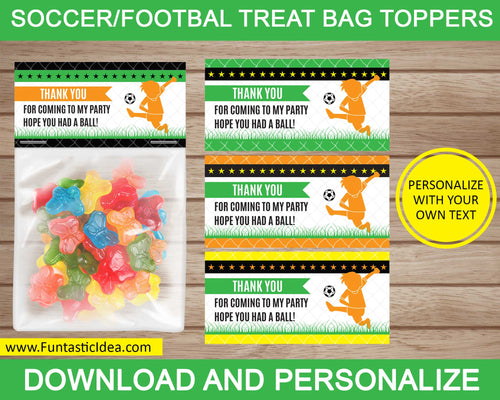 Soccer Party Treat Bag Toppers