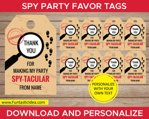 Spy Party Favor Tags