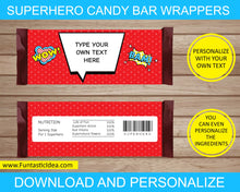Load image into Gallery viewer, Superhero Party Candy Bar Wrappers