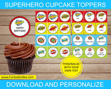 Load image into Gallery viewer, Superhero Party Cupcake Toppers