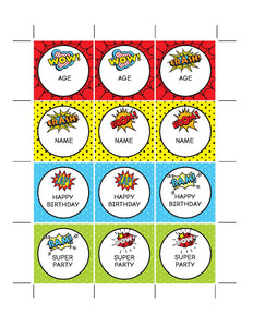 Superhero Party Cupcake Toppers Printable