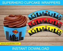 Load image into Gallery viewer, Superhero Party Cupcake Wrappers