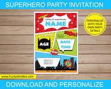 Load image into Gallery viewer, Superhero Party Invitation