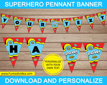 Load image into Gallery viewer, Superhero Party Pennant Banner