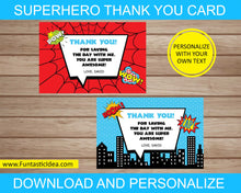 Load image into Gallery viewer, Superhero Party Thank You Cards