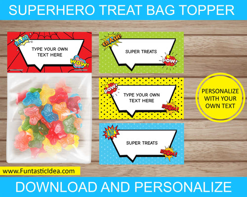 Superhero Party Treat Bag Toppers