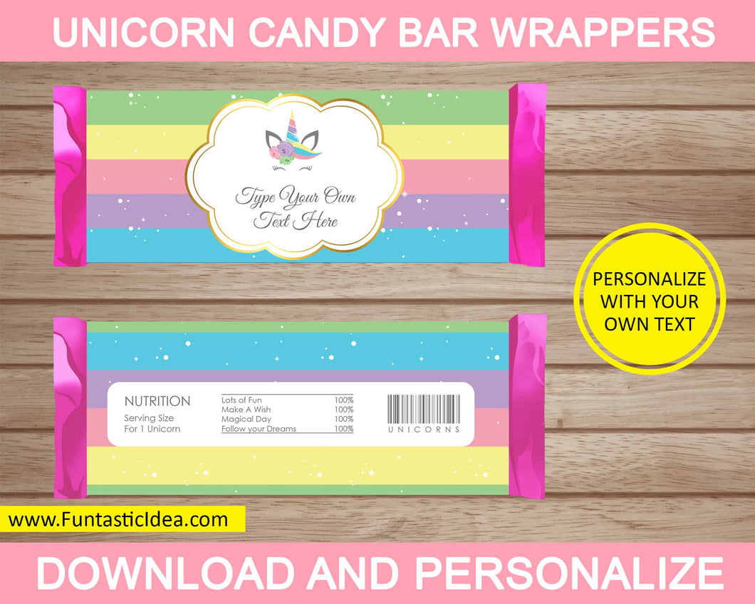 Unicorn Party Candy Bar Wrapper