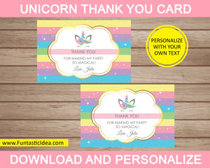 Unicorn Party Thank You Card